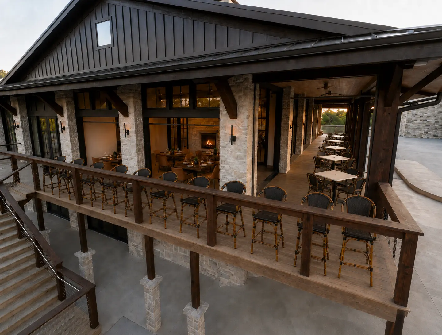 Exterior rendering of Garland Mountain's event and dining spaces