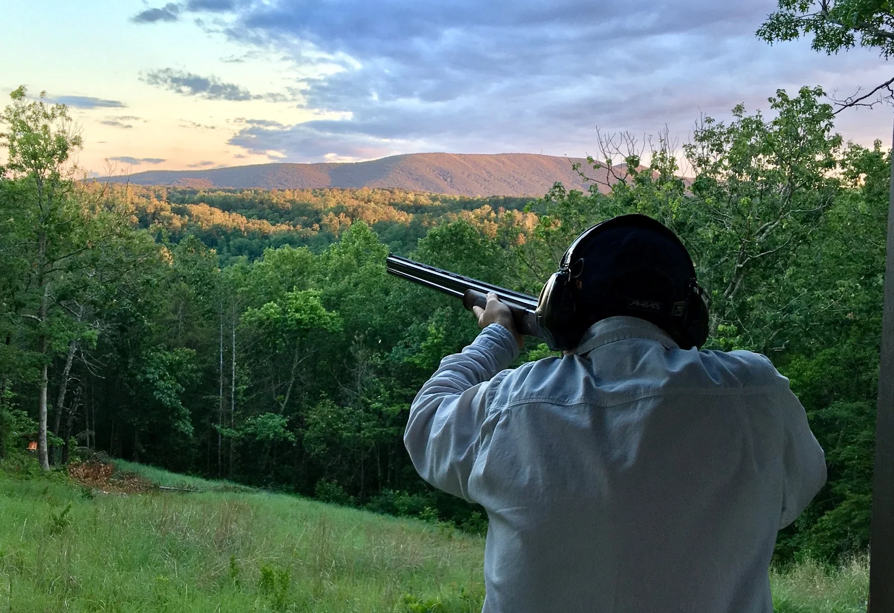 Sporting clays overlooking the wooded North Georgia mountains